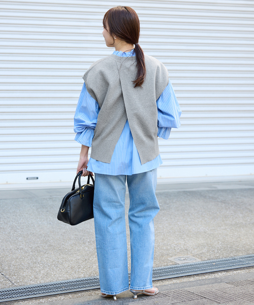 SLOBE IENA(スローブイエナ)の「《追加》ダブルフェイスバックオープンベスト(ベスト・レディース・ピンク系その他/チャコールグレー・FREE)」の13枚目の写真