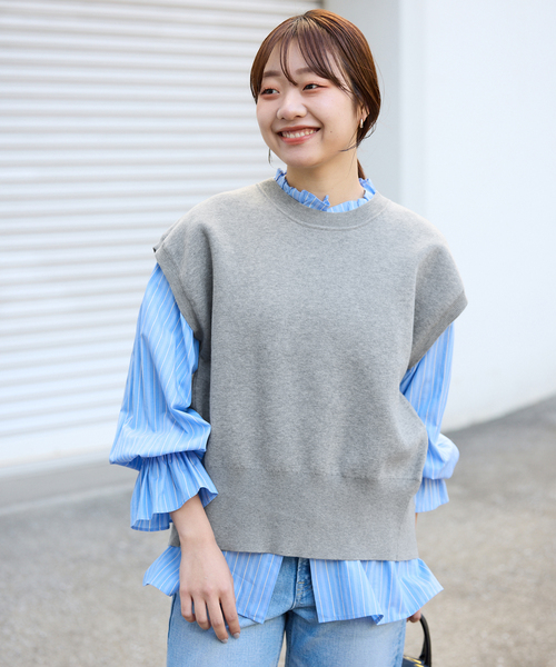 SLOBE IENA(スローブイエナ)の「《追加》ダブルフェイスバックオープンベスト(ベスト・レディース・ピンク系その他/チャコールグレー・FREE)」の14枚目の写真