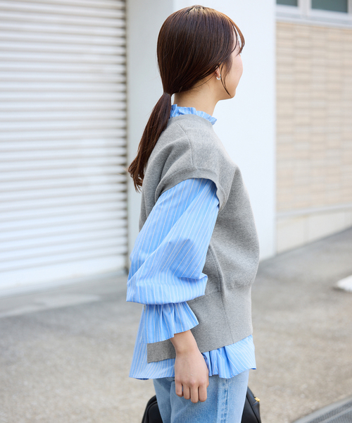 SLOBE IENA(スローブイエナ)の「《追加》ダブルフェイスバックオープンベスト(ベスト・レディース・ピンク系その他/チャコールグレー・FREE)」の15枚目の写真