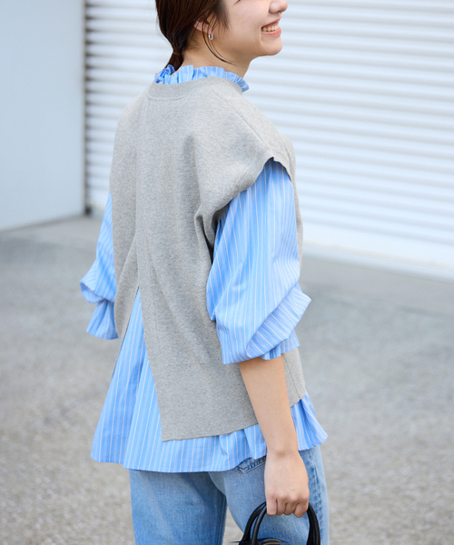 SLOBE IENA(スローブイエナ)の「《追加》ダブルフェイスバックオープンベスト(ベスト・レディース・ピンク系その他/チャコールグレー・FREE)」の16枚目の写真