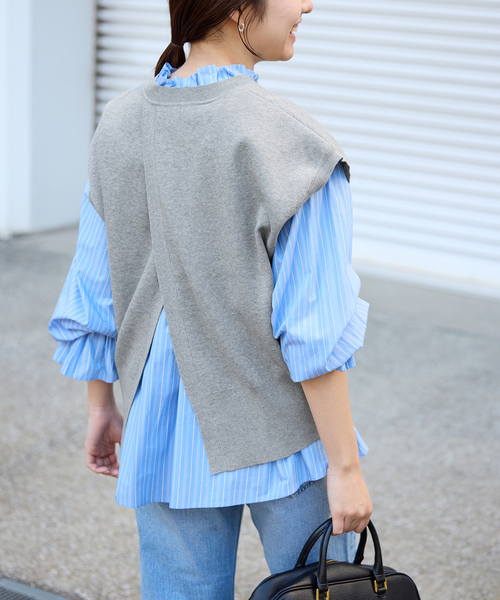 SLOBE IENA(スローブイエナ)の「《追加》ダブルフェイスバックオープンベスト(ベスト・レディース・ピンク系その他/チャコールグレー・FREE)」の17枚目の写真