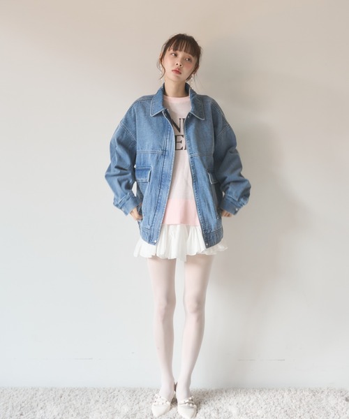 Nadana(ナダナ)の「デニムミドルジャケット(デニムジャケット・レディース・サックスブルー・MEDIUM)」の2枚目の写真
