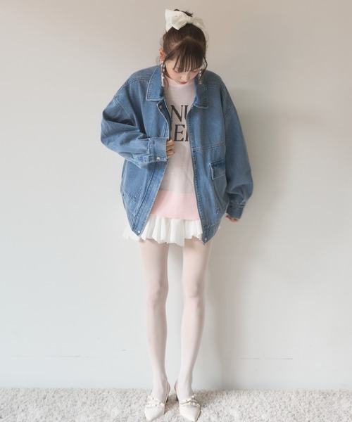 Nadana(ナダナ)の「デニムミドルジャケット(デニムジャケット・レディース・サックスブルー・MEDIUM)」の3枚目の写真