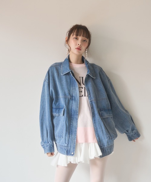 Nadana(ナダナ)の「デニムミドルジャケット(デニムジャケット・レディース・サックスブルー・MEDIUM)」の4枚目の写真