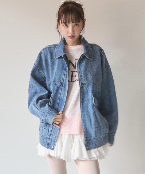 Nadana(ナダナ)の「デニムミドルジャケット(デニムジャケット・レディース・サックスブルー・MEDIUM)」の6枚目の写真