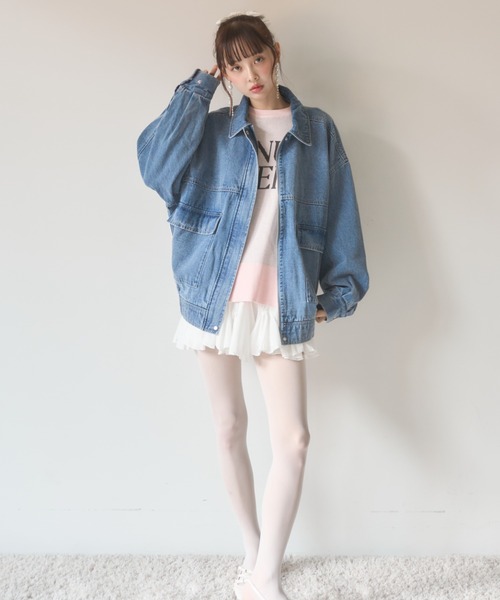 Nadana(ナダナ)の「デニムミドルジャケット(デニムジャケット・レディース・サックスブルー・MEDIUM)」の5枚目の写真