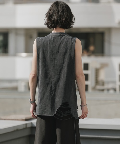 Theater code（シアターコード）の「Chain Design Distressed Wash Tank Top / チェーンデザイン ウォッシュ加工 ダメージタンクトップ 2026年春夏（タンクトップ・メンズ・ブラック/グレー・M/L）」の22枚目の写真