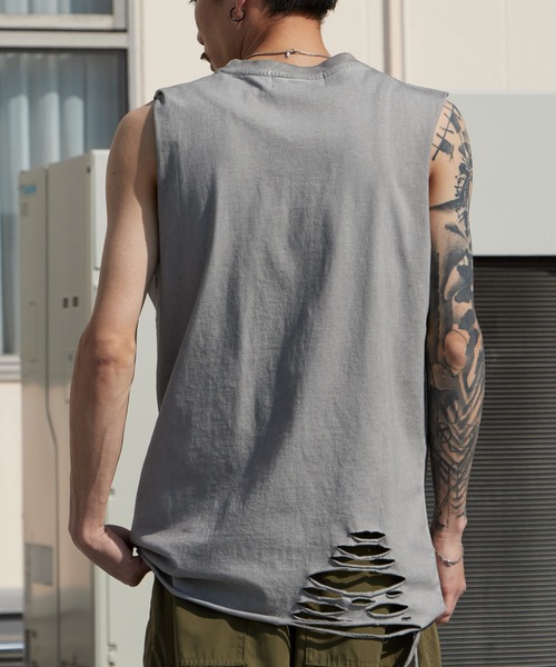 Theater code（シアターコード）の「Chain Design Distressed Wash Tank Top / チェーンデザイン ウォッシュ加工 ダメージタンクトップ 2026年春夏（タンクトップ・メンズ・ブラック/グレー・M/L）」の17枚目の写真