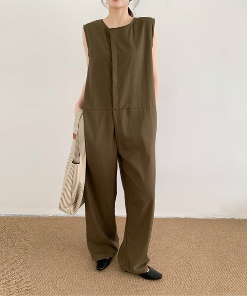 DECADE CLASSIC（ディケイド クラシック）の「DECADE CLASSIC ノースリーブオールインワン (SS)（サロペット/オーバーオール・レディース・カーキ/ブラック・FREE）」の9枚目の写真