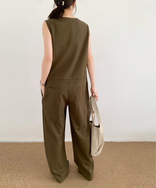 DECADE CLASSIC（ディケイド クラシック）の「DECADE CLASSIC ノースリーブオールインワン (SS)（サロペット/オーバーオール・レディース・カーキ/ブラック・FREE）」の12枚目の写真