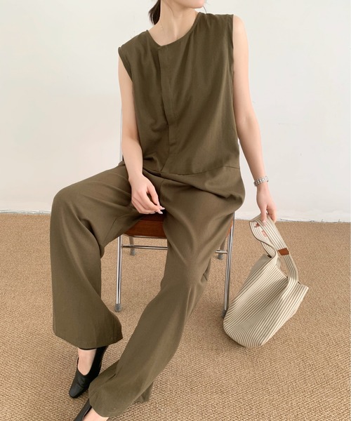 DECADE CLASSIC（ディケイド クラシック）の「DECADE CLASSIC ノースリーブオールインワン (SS)（サロペット/オーバーオール・レディース・カーキ/ブラック・FREE）」の13枚目の写真