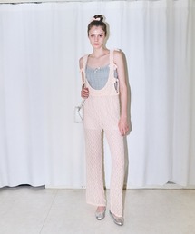 mieya mieya（ミーヤミーヤ）の「【mieya mieya】BABY LACE SALOPETTE/ベビーレースサロペット（サロペット/オーバーオール）」