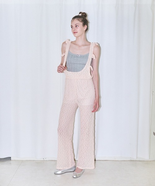 mieya mieya(ミーヤミーヤ)の「【mieya mieya】BABY LACE SALOPETTE/ベビーレースサロペット(サロペット/オーバーオール・レディース・ブラック/ピンク・FREE)」の9枚目の写真