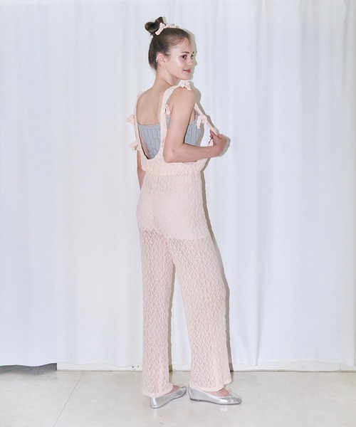 mieya mieya(ミーヤミーヤ)の「【mieya mieya】BABY LACE SALOPETTE/ベビーレースサロペット(サロペット/オーバーオール・レディース・ブラック/ピンク・FREE)」の10枚目の写真