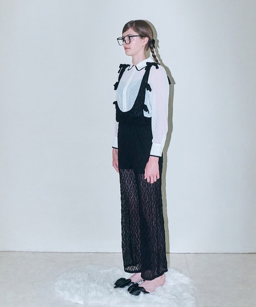 mieya mieya(ミーヤミーヤ)の「【mieya mieya】BABY LACE SALOPETTE/ベビーレースサロペット(サロペット/オーバーオール・レディース・ブラック/ピンク・FREE)」の13枚目の写真