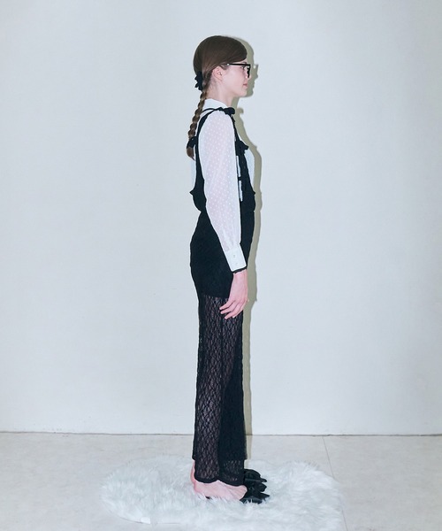 mieya mieya(ミーヤミーヤ)の「【mieya mieya】BABY LACE SALOPETTE/ベビーレースサロペット(サロペット/オーバーオール・レディース・ブラック/ピンク・FREE)」の12枚目の写真