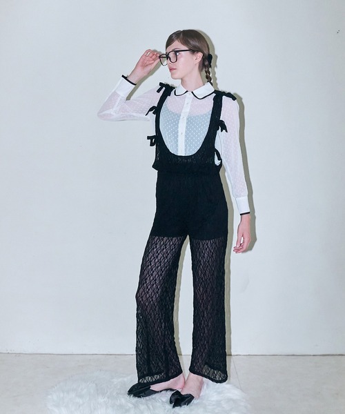 mieya mieya(ミーヤミーヤ)の「【mieya mieya】BABY LACE SALOPETTE/ベビーレースサロペット(サロペット/オーバーオール・レディース・ブラック/ピンク・FREE)」の17枚目の写真