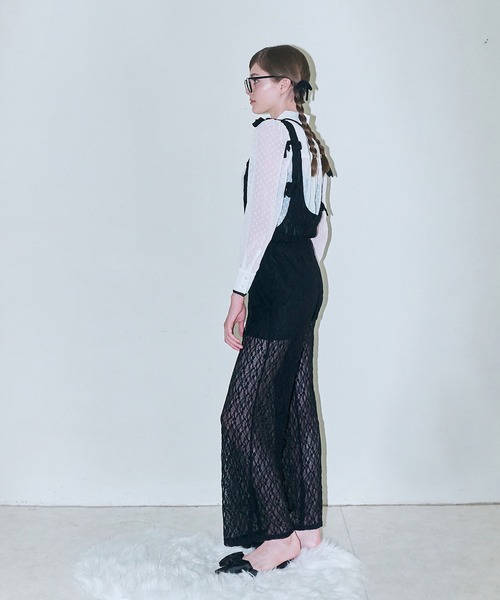 mieya mieya(ミーヤミーヤ)の「【mieya mieya】BABY LACE SALOPETTE/ベビーレースサロペット(サロペット/オーバーオール・レディース・ブラック/ピンク・FREE)」の19枚目の写真