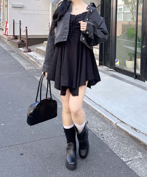 INGNI(イング)の「コットンレースイレヘムミニキャミワンピース(ワンピース・レディース・オフホワイト/サックスブルー/ブラック・M)」の16枚目の写真