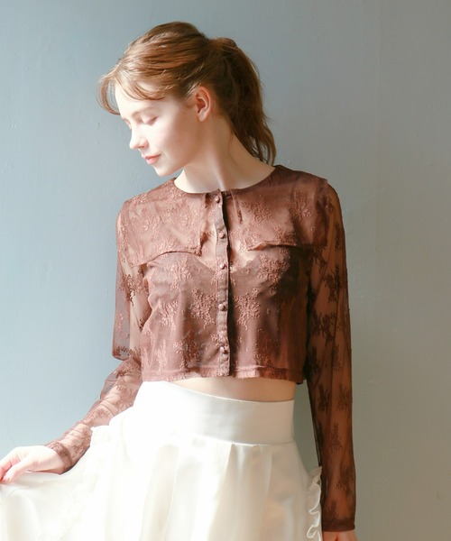 mic by Olu.（ミックバイオルドット）の「セーラーレースブラウス（シャツ/ブラウス・レディース・ブラック/ホワイト/ブラウン・FREE）」の8枚目の写真