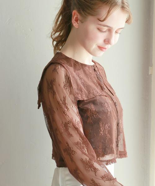 mic by Olu.（ミックバイオルドット）の「セーラーレースブラウス（シャツ/ブラウス・レディース・ブラック/ホワイト/ブラウン・FREE）」の9枚目の写真