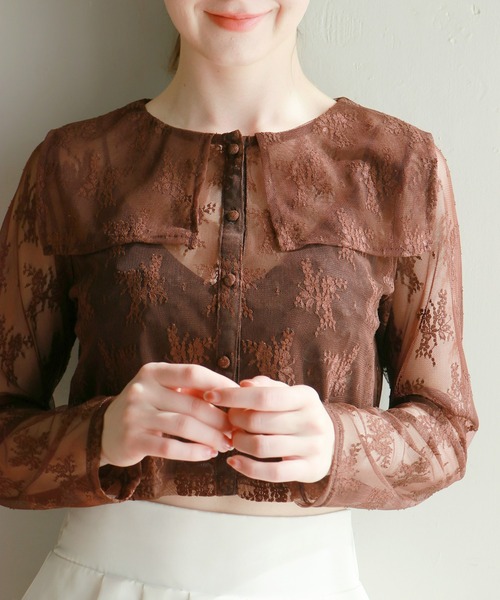 mic by Olu.（ミックバイオルドット）の「セーラーレースブラウス（シャツ/ブラウス・レディース・ブラック/ホワイト/ブラウン・FREE）」の10枚目の写真