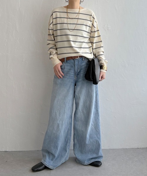 LBC（エルビーシー）の「コットンタッチ2WAYヘンリーニット（ニット/セーター・レディース・ピンク/オフホワイト/グリーン/ブルー・L/M）」の11枚目の写真