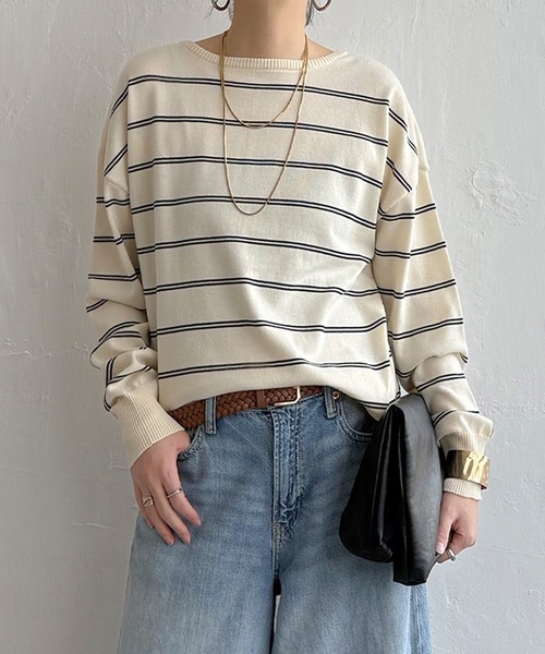 LBC（エルビーシー）の「コットンタッチ2WAYヘンリーニット（ニット/セーター・レディース・ピンク/オフホワイト/グリーン/ブルー・L/M）」の22枚目の写真