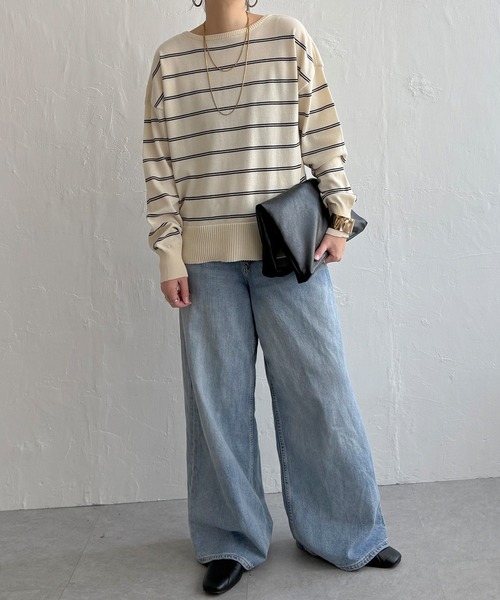 LBC（エルビーシー）の「コットンタッチ2WAYヘンリーニット（ニット/セーター・レディース・ピンク/オフホワイト/グリーン/ブルー・L/M）」の13枚目の写真