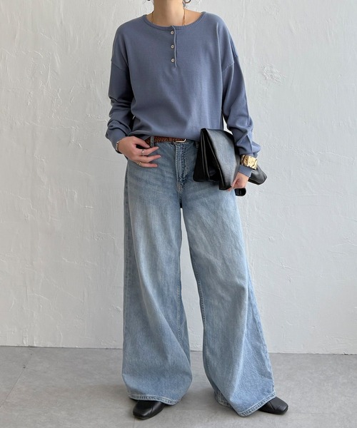 LBC（エルビーシー）の「コットンタッチ2WAYヘンリーニット（ニット/セーター・レディース・ピンク/オフホワイト/グリーン/ブルー・L/M）」の10枚目の写真