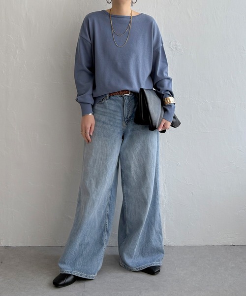 LBC（エルビーシー）の「コットンタッチ2WAYヘンリーニット（ニット/セーター・レディース・ピンク/オフホワイト/グリーン/ブルー・L/M）」の7枚目の写真