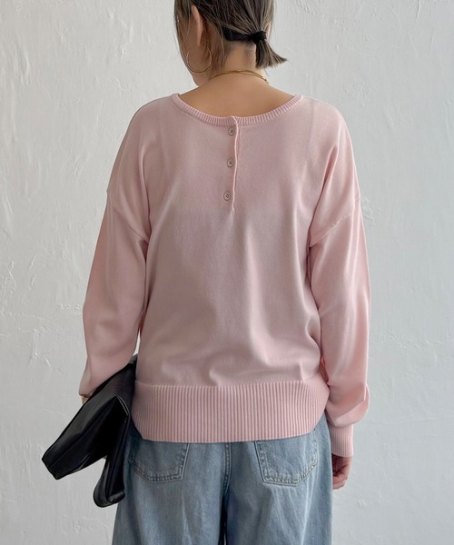 LBC（エルビーシー）の「コットンタッチ2WAYヘンリーニット（ニット/セーター・レディース・ピンク/オフホワイト/グリーン/ブルー・L/M）」の14枚目の写真