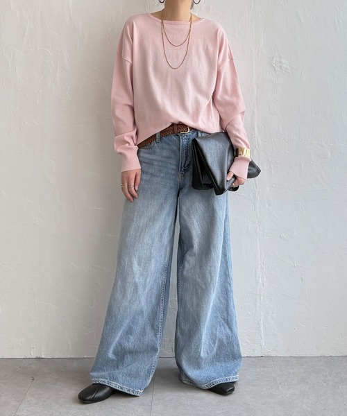 LBC（エルビーシー）の「コットンタッチ2WAYヘンリーニット（ニット/セーター・レディース・ピンク/オフホワイト/グリーン/ブルー・L/M）」の15枚目の写真