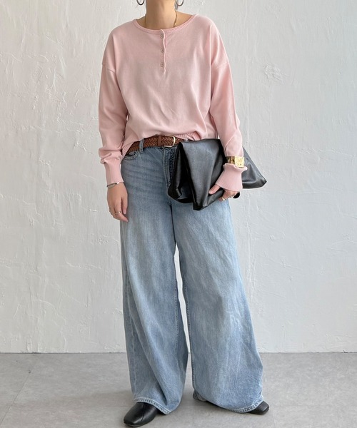 LBC（エルビーシー）の「コットンタッチ2WAYヘンリーニット（ニット/セーター・レディース・ピンク/オフホワイト/グリーン/ブルー・L/M）」の17枚目の写真