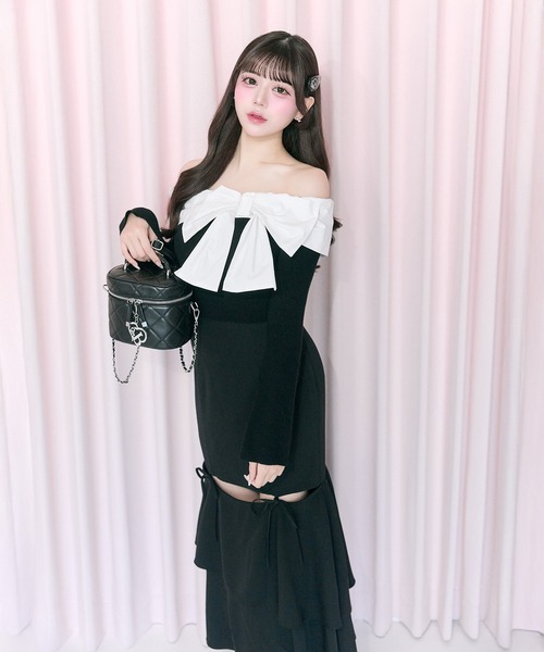 OLIVE des OLIVE（オリーブデオリーブ）の「【Belle Charme】Ribbon Slit Mermaid Skirt（スカート・レディース・ブラック/オフホワイト・MEDIUM/SMALL）」の10枚目の写真