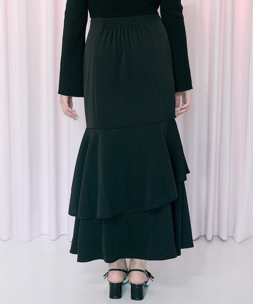 OLIVE des OLIVE（オリーブデオリーブ）の「【Belle Charme】Ribbon Slit Mermaid Skirt（スカート・レディース・ブラック/オフホワイト・MEDIUM/SMALL）」の12枚目の写真