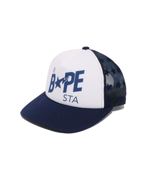 A BATHING APE ロゴキャップ ホワイト/ネイビー BAPE STA MESH CAP（キャップ）｜A BATHING APE（アベイシングエイプ