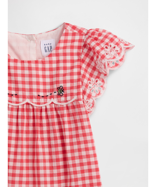 GAP(ギャップ)の「アイレット ギンガムチェック コーデセット (ベビー)(セットアップ・キッズ・レッド・90cm/80cm/70cm/60cm)」の3枚目の写真