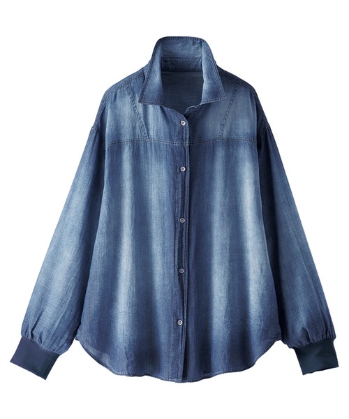 BELLUNA PLUS(ベルーナ)の「柔らかシアーデニムシャツ(シャツ/ブラウス・レディース・サックスブルー/ブルー・LARGE/MEDIUM/X-LARGE)」の8枚目の写真