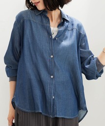 BELLUNA PLUS（ベルーナ）の「柔らかシアーデニムシャツ（シャツ/ブラウス）」