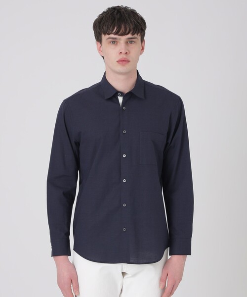 BLACK LABEL CRESTBRIDGE(ブラックレーベル・クレストブリッジ)の「SOMAキュプラパーシャルチェックシャツ(シャツ/ブラウス・メンズ・オレンジ系その他/オフホワイト/ネイビー/ブルー系その他2・XL/L/M/S)」の2枚目の写真