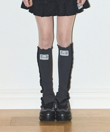ILLIGO（イリゴ）の「フリルスリットレッグウォーマー チャコール（ソックス/靴下）」