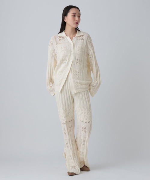 LEPSIM（レプシィム）の「クロシェカーディガン　639439（カーディガン/ボレロ・レディース・オフホワイト/ブラック・FREE）」の6枚目の写真