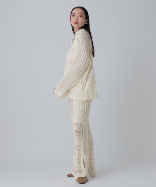 LEPSIM（レプシィム）の「クロシェカーディガン　639439（カーディガン/ボレロ・レディース・オフホワイト/ブラック・FREE）」の7枚目の写真