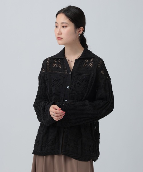 LEPSIM（レプシィム）の「クロシェカーディガン　639439（カーディガン/ボレロ・レディース・オフホワイト/ブラック・FREE）」の11枚目の写真