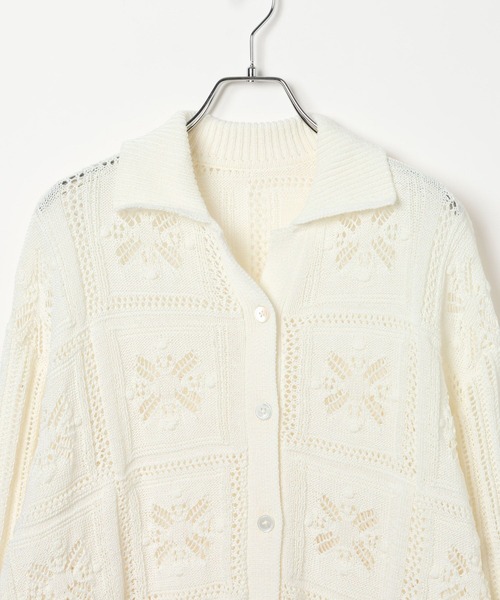LEPSIM（レプシィム）の「クロシェカーディガン　639439（カーディガン/ボレロ・レディース・オフホワイト/ブラック・FREE）」の17枚目の写真