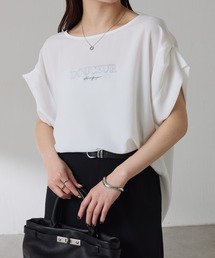 COLLAGE GALLARDAGALANTE | 袖アレンジジョーゼットロゴT(Tシャツ/カットソー)