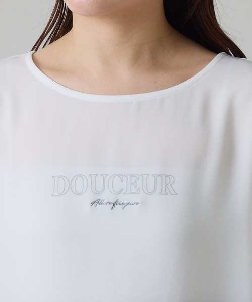 COLLAGE GALLARDAGALANTE(コラージュガリャルダガランテ)の「袖アレンジジョーゼットロゴT(Tシャツ/カットソー・レディース・レモンイエロー/オフホワイト/ネイビー・FREE)」の20枚目の写真