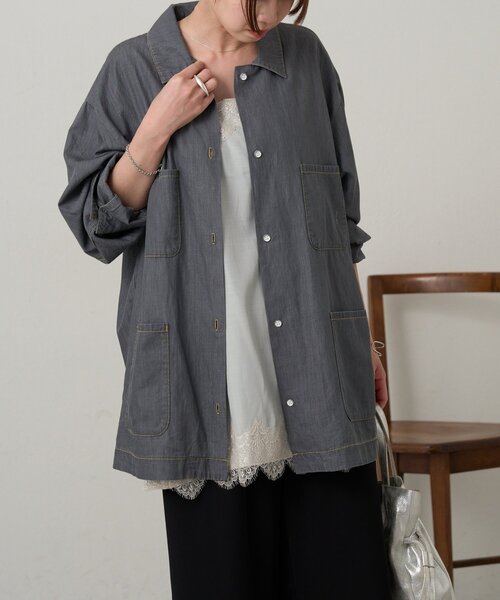 Omekashi(オメカシ)の「スリットレースキャミソール(キャミソール・レディース・ライトグレー/オフホワイト/ブラック/ベージュ・FREE)」の6枚目の写真