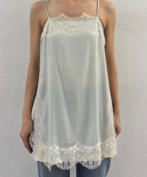 Omekashi(オメカシ)の「スリットレースキャミソール(キャミソール・レディース・ライトグレー/オフホワイト/ブラック/ベージュ・FREE)」の12枚目の写真